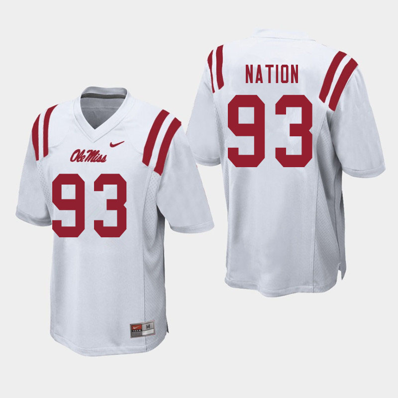 Cale Nation Ole Miss Rebels NCAA Men's White #93 Stitched Limited College Football Jersey ECI0258XQ